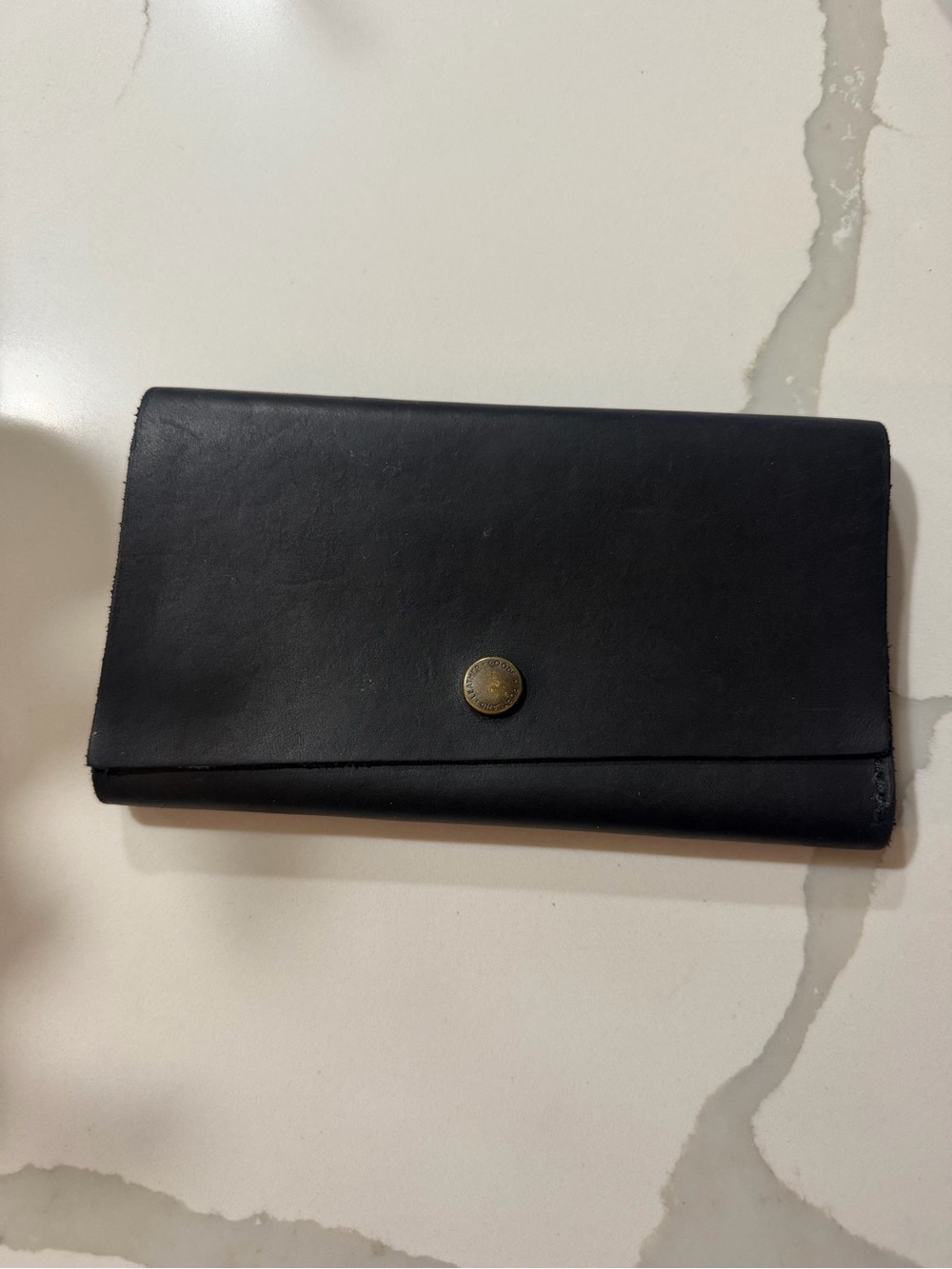 Portland Leather Black Leather Wallet with Brass Snap